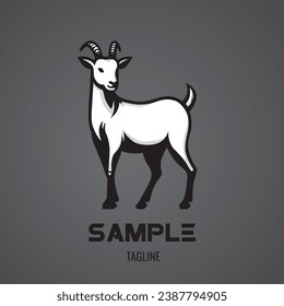 Illustration A goat with a curious expression (Monocrome)