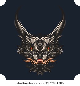 illustration of the goat demon oni mask
