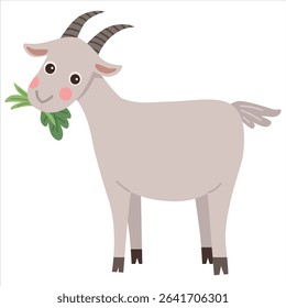 Illustration of a goat eating grass