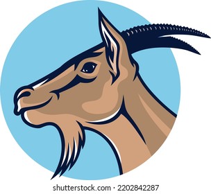 Illustration of Goat Head with Circle Background. Logo Template Design
