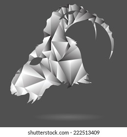  illustration with goat head on a gray background