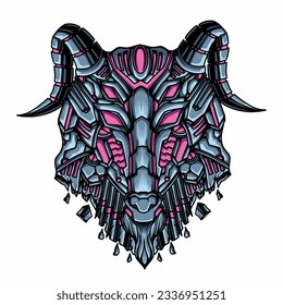 an illustration of a goat head robot