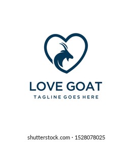 Illustration goat logo icon design vector with heart sign 