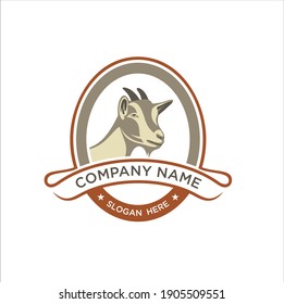 illustration of a goat, logo template for meat or milk goat product.