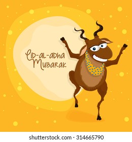 Illustration of a goat on creative background for muslim community festival of sacrifice, Eid-Al-Adha Mubarak.