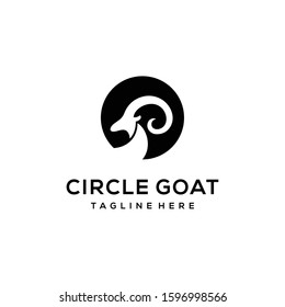 Illustration goat silhouette on circle sign logo icon design vector