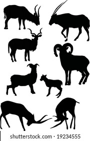 illustration with goat silhouettes isolated on white background