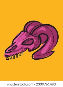 illustration of goat skull in pop art style