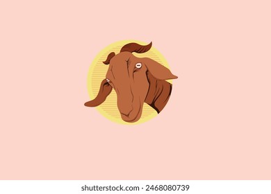 illustration of a goat's head with soft colors and a circle background