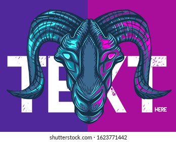Illustration of goat's head with vibrant colors. Vector background EPS 10.