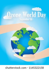 Illustration of Gobal warming.The Ozone help to protection against heat and sun rays.Ozen world day.