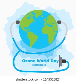 Illustration of Gobal warming.The Ozone help to protection against heat and sun rays.Anyone can protect the planet from the effects of greenhouse gases..Ozen world day.