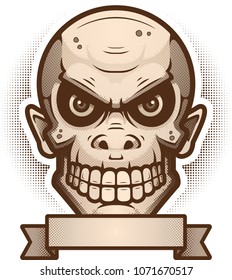 An illustration of a goblin with banner.