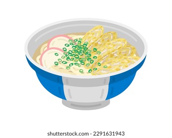 An illustration of goboten udon in a bowl.