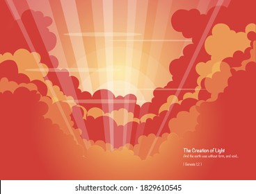 An illustration of God created light in the beginning, Bible series