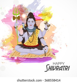Illustration of God Shiva with Happy Shivratri text for Shivratri, a Hindu festival celebrated of the God Shiva.