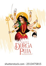 illustration of Goddess Durga celebrating Navratri, showcasing her divine power and blessings.