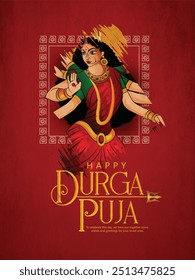 illustration of Goddess Durga celebrating Navratri, showcasing her divine power and blessings.