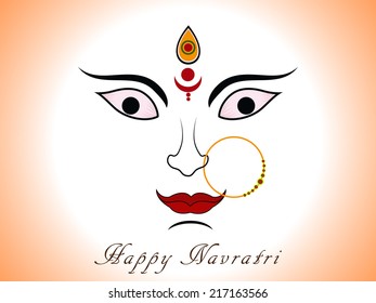 Illustration of Goddess Durga decorated face for Indian festival Navratri