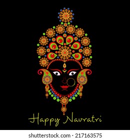 Illustration of Goddess Durga decorated face for Indian festival Navratri