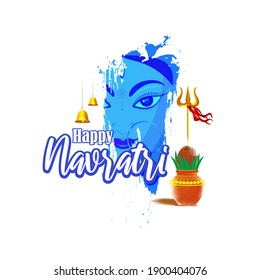 illustration of Goddess Durga Face in Happy Navratri abstract background