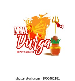 illustration of Goddess Durga Face in Happy Durga Puja Subh Navratri, maa, abstract background with text Durga puja means Durga Puja