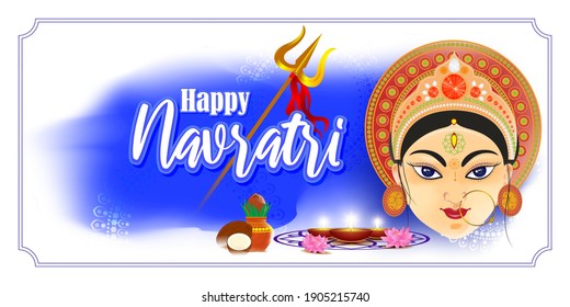 Illustration Goddess Durga Face Happy Durga Stock Vector (Royalty Free ...