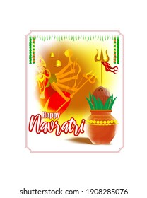ilustración de la diosa Durga Face en Happy Durga Puja, Subh Navratri, maa, fondo abstracto con texto Durga puja significa Durga Puja