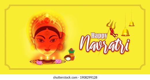 Illustration Goddess Durga Face Happy Durga Stock Vector (Royalty Free ...