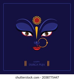 illustration of Goddess Durga Face in Happy Durga Puja, Subh Navratri, maa, abstract background