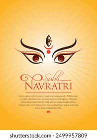 Illustration of Goddess Durga face for Indian festival Navratri or Durga Pooja. Greeting Design for Navratri Celebration.