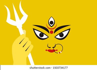 Illustration of Goddess Durga face for Durga Puja Festival