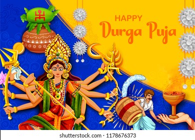 Illustration Goddess Durga Happy Dussehra Navratri Stock Vector ...