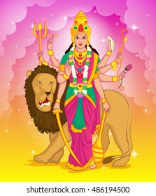 illustration of goddess Durga in Happy Dussehra