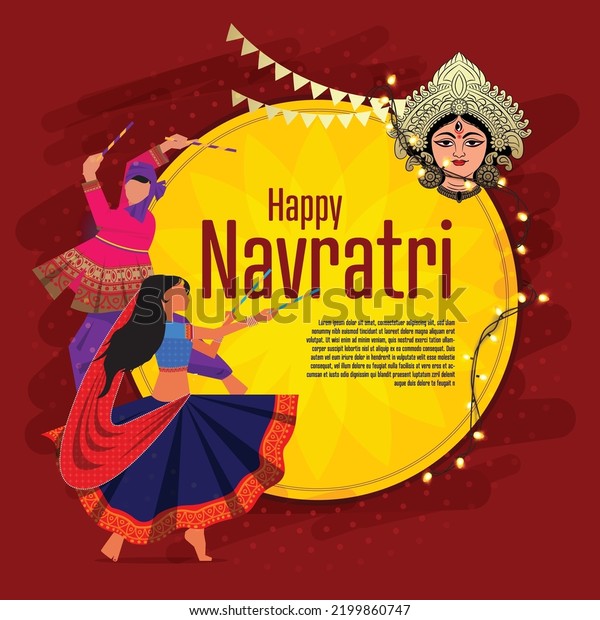 Illustration Goddess Durga Happy Navratri Festival Stock Vector ...