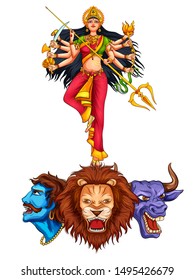 illustration of Goddess Durga in Happy Durga Puja Subh Navratri Indian religious header banner background