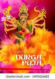 illustration of Goddess Durga in Happy Durga Puja Subh Navratri Indian religious header banner background