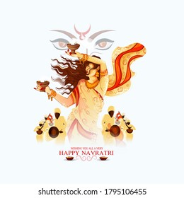 Illustration Of Goddess Durga In Happy Durga Puja, Subh Navratri Celebration