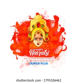 Illustration Of Goddess Durga In Happy Durga Puja, Subh Navratri Celebration