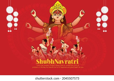 illustration of Goddess Durga in Happy Durga Puja Subh Navratri 