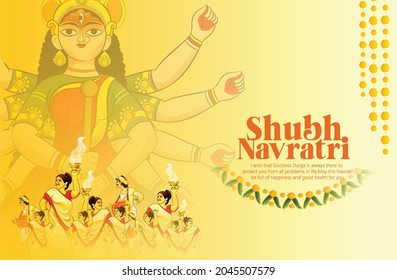 illustration of Goddess Durga in Happy Durga Puja Subh Navratri 