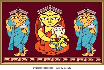 Illustration of Goddess Durga in Happy Durga Puja, Subh Navratri, maa, drack background