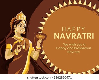 Illustration of Goddess Durga in Happy Durga Puja Shubh Navratri Indian Festival Template