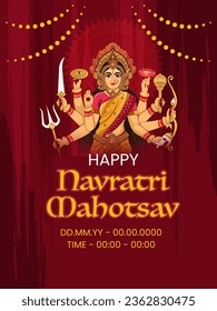 Illustration of Goddess Durga in Happy Durga Puja Shubh Navratri Indian Festival Template