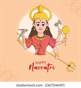 Illustration of Goddess Durga in Happy Durga Puja Subh Navratri in hindi Happy Navratri Celebration
