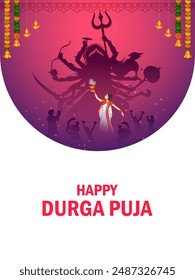illustration of Goddess Durga in Happy Durga Puja Subh Navratri Indian religious background design