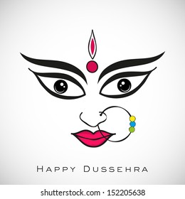 Illustration of Goddess Durga for Indian festival Desshra background.