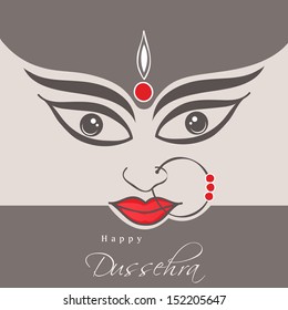 Illustration of Goddess Durga for Indian festival Dussehra background.