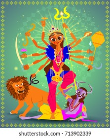 illustration of Goddess Durga for Navaratri (Happy Dussehra)
