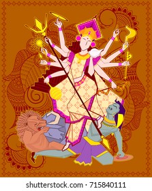 illustration of Goddess Durga for Navaratri (Happy Dussehra)